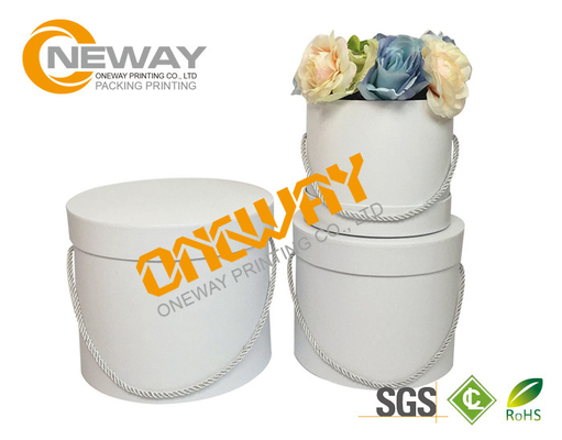 Cardboard Custom Printed Gift Boxes Round Flower Gift Box With Cap