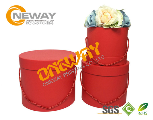 Cardboard Custom Printed Gift Boxes Round Flower Gift Box With Cap