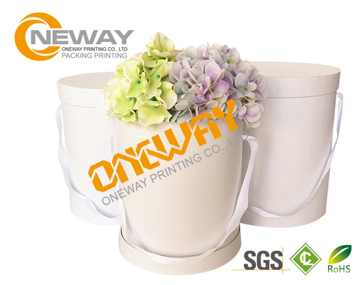 Cardboard Custom Printed Gift Boxes Round Flower Gift Box With Cap