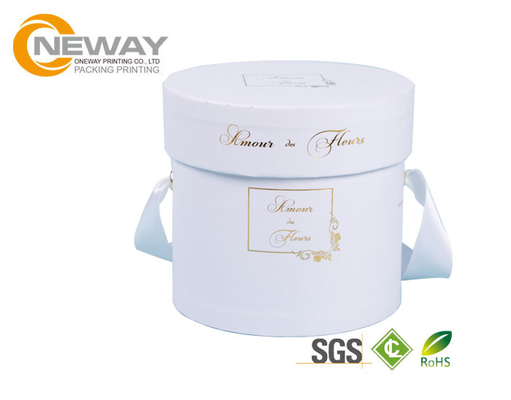 Modern Luxury Flower Paper Box , White / Brown Kraft Paper Custom Gift Box