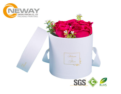 Modern Luxury Flower Paper Box , White / Brown Kraft Paper Custom Gift Box