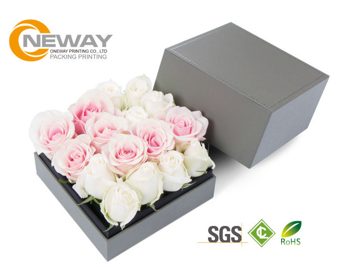 Craft glossy Cardboard Square Floral Packaging Boxes For Gift Rose