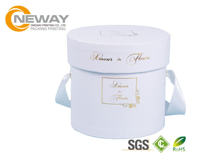 Modern Luxury Flower Paper Box , White / Brown Kraft Paper Custom Gift Box